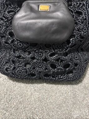 Dolce & Gabbana Black Tote bag-Gold Plaque- iconic leopard print inside vintage